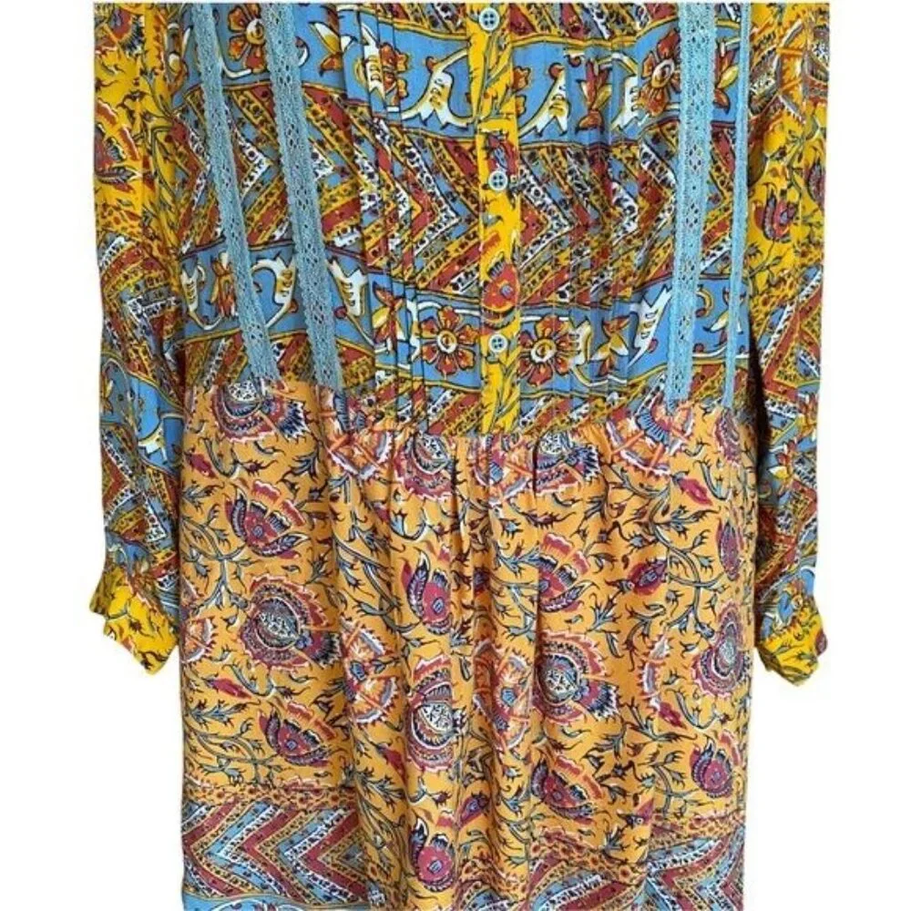 Anthropologie Tiny Ismelda Tunic Dress Yellow Multi Size Small NWT